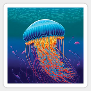 Blue and Orange Jellyfish Sticker